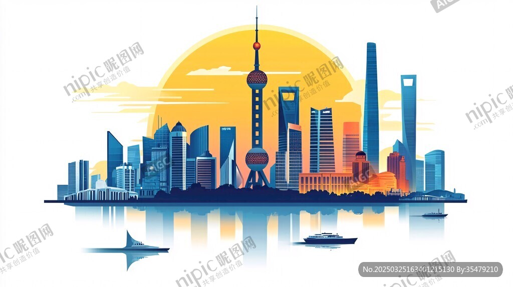 上海城市天际线绚丽景观