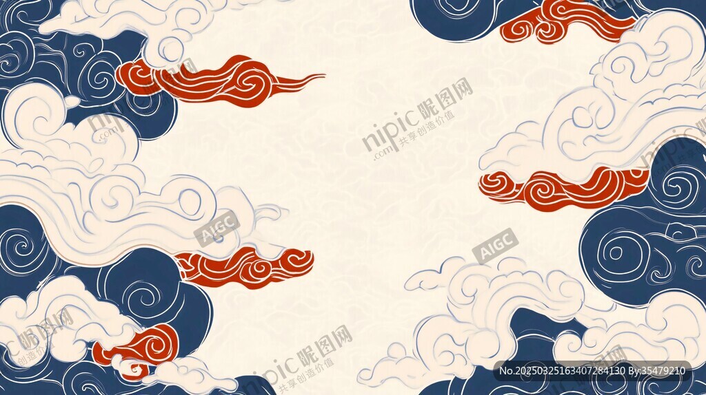 中式云纹背景图案设计