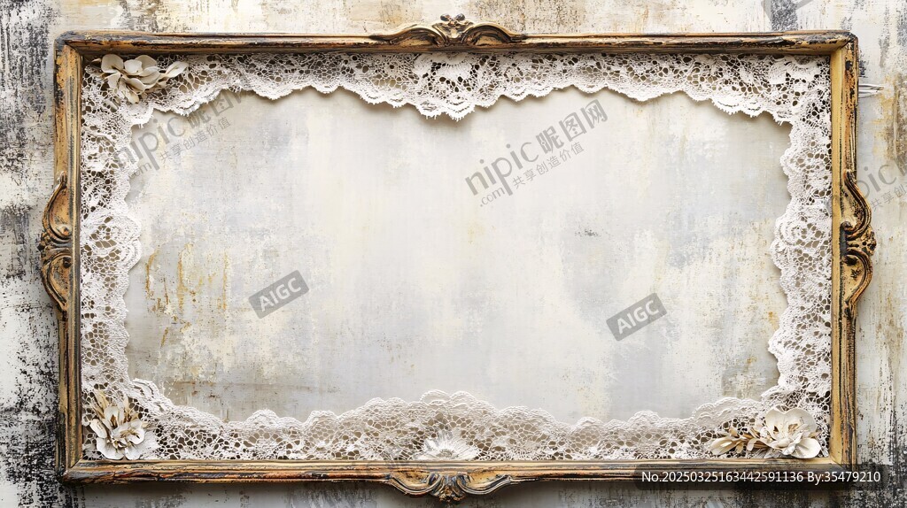 复古金边蕾丝装饰画框