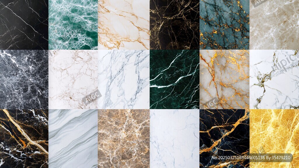 多样大理石纹理瓷砖展示