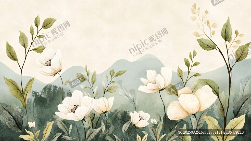 山间白花绽放的清新景致