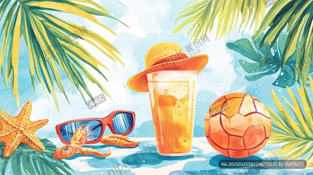 夏日海滩休闲好物组合