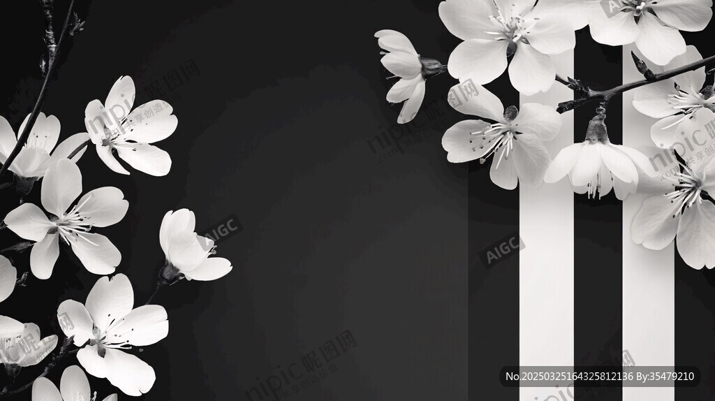 黑白花卉装饰图