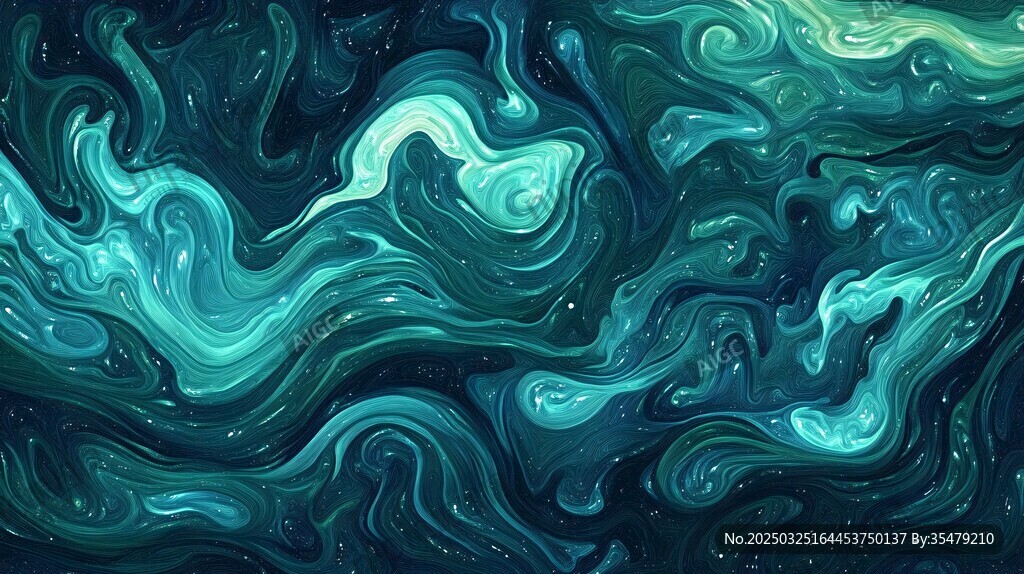 梦幻蓝绿流体艺术纹理