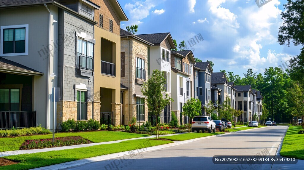 一排现代风格的联排住宅