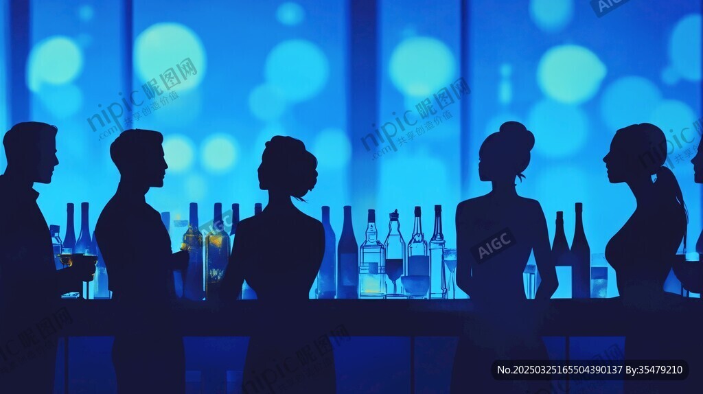 酒吧夜影下的社交时刻
