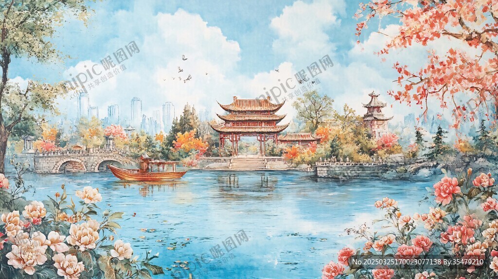 江南水乡园林美景图