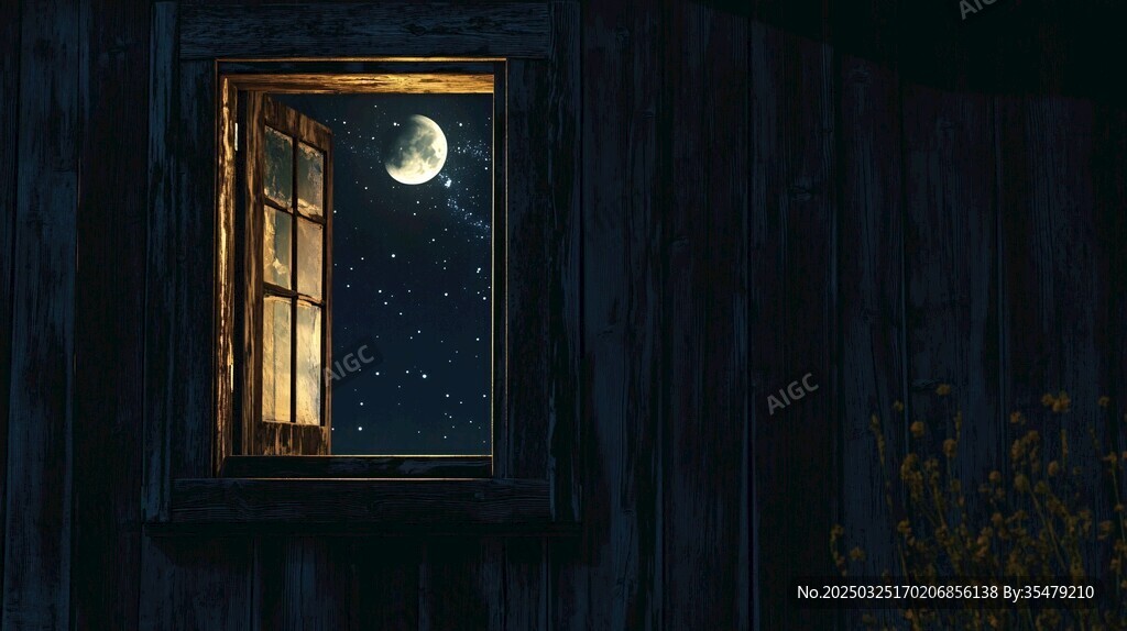 月夜开窗望星空