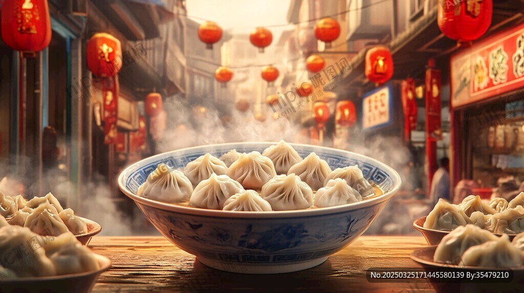 传统街巷中的美味饺子
