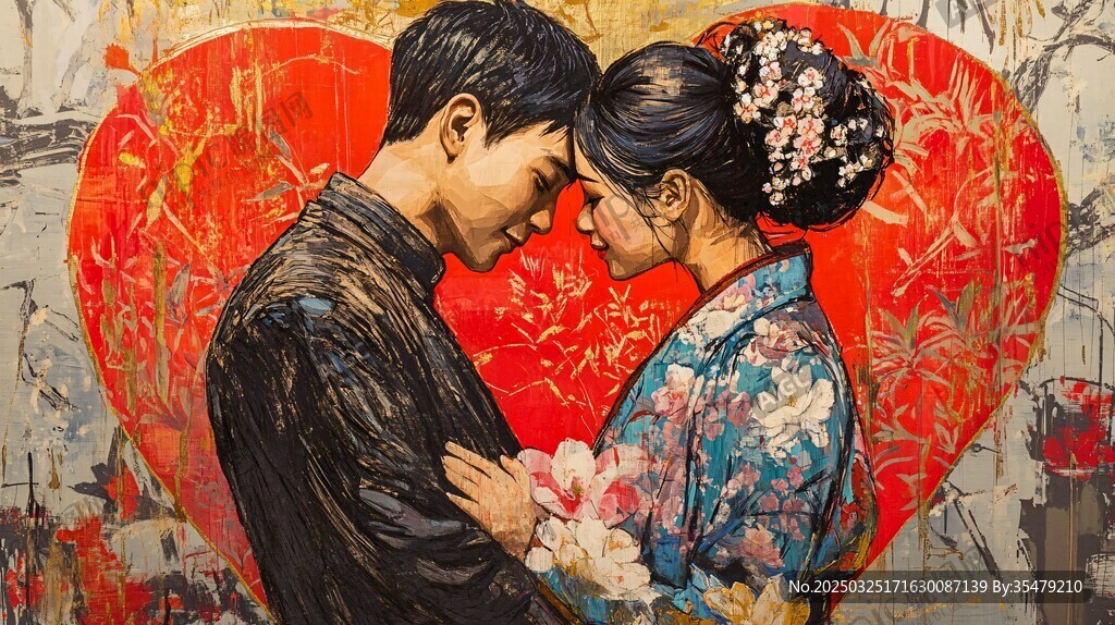 中式情侣的浪漫甜蜜瞬间