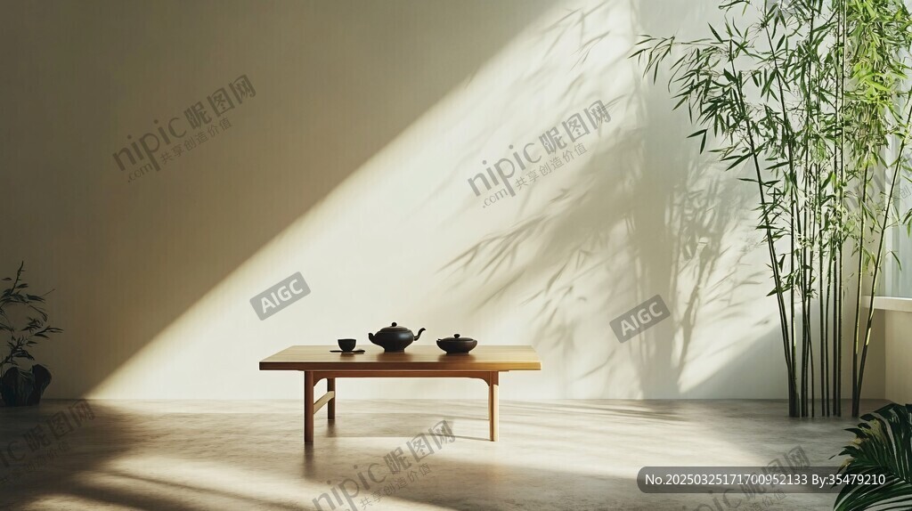 禅意茶室 光影下的静谧角落