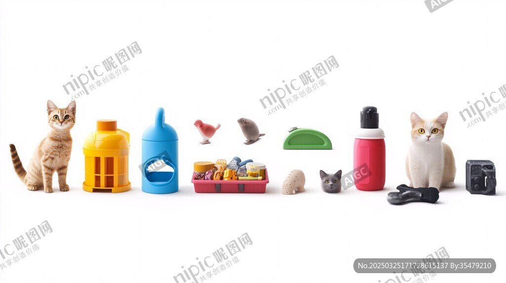 多样宠物用品与可爱猫咪