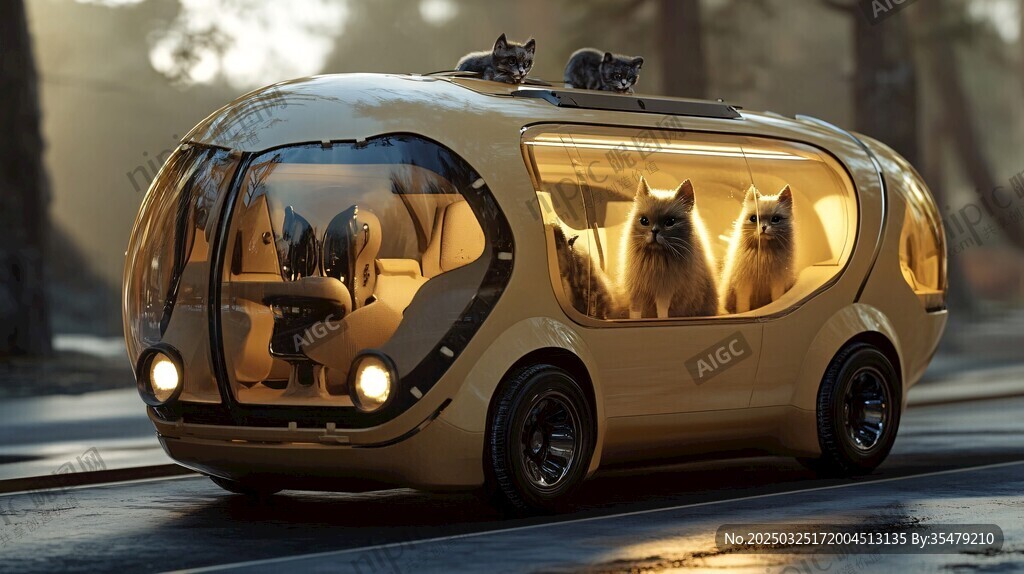 猫咪专属的未来感自动驾驶车