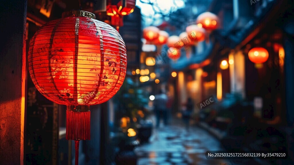 古巷红灯笼营造中式氛围