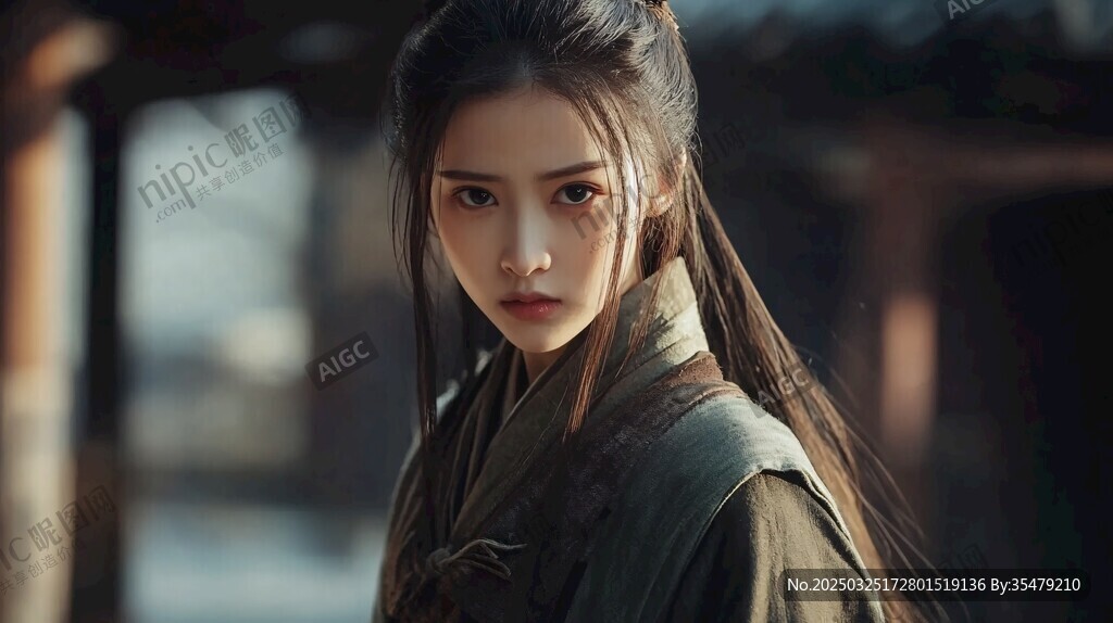古风侠女侧影尽显英气
