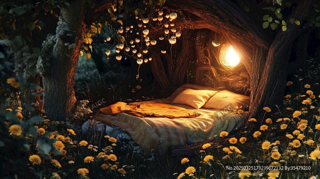 梦幻森林中的温馨睡眠角落
