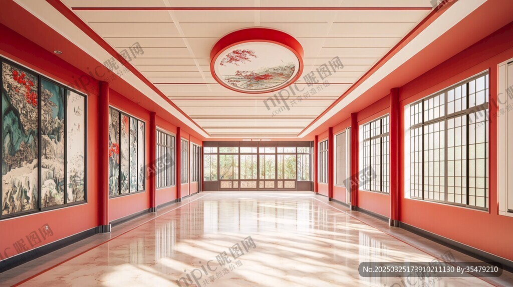 中式红墙长廊艺术空间