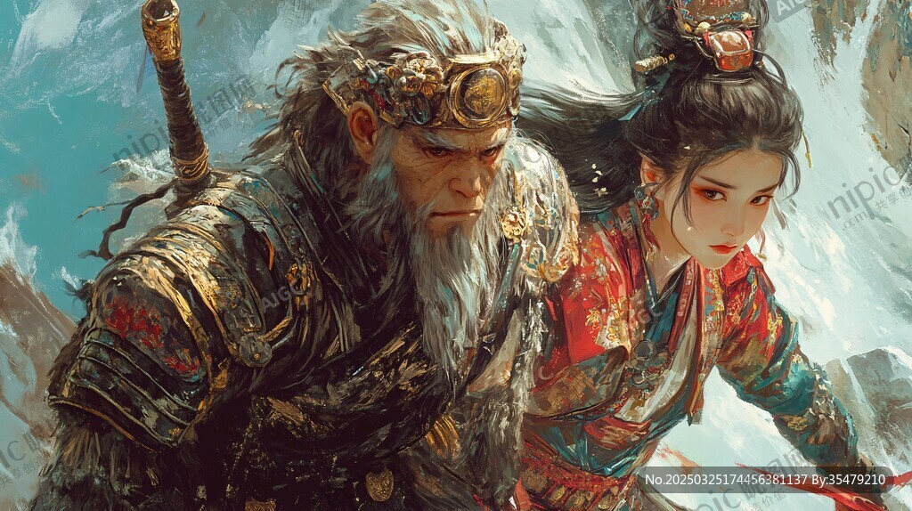 悟空与女子并肩冒险场景