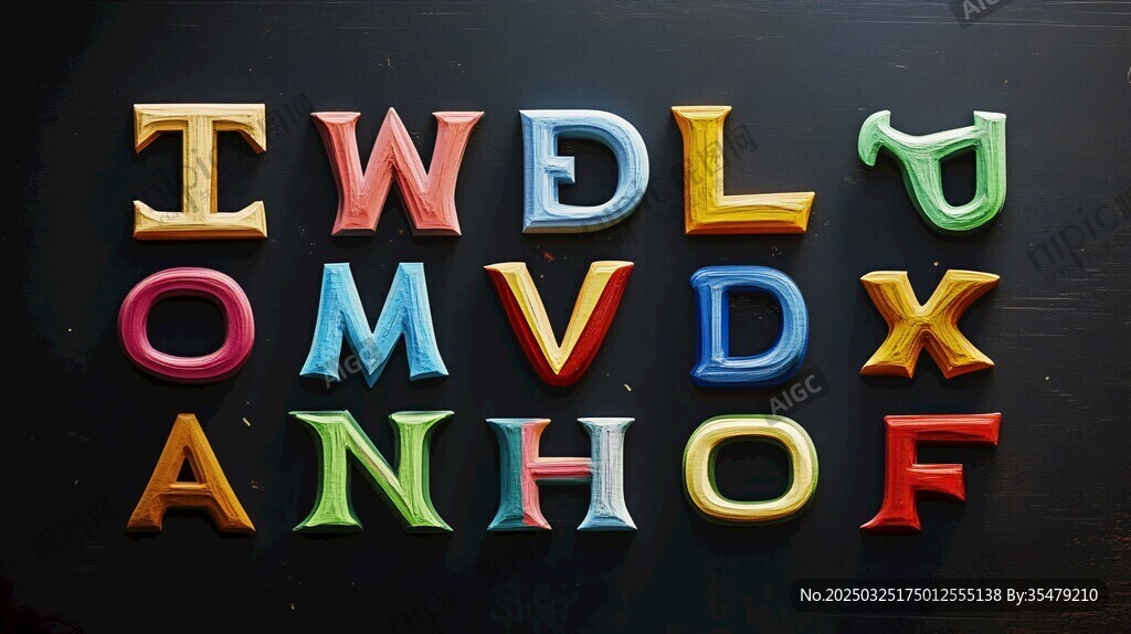 彩色立体字母组合展示
