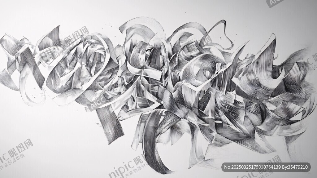 抽象动感线条艺术画作
