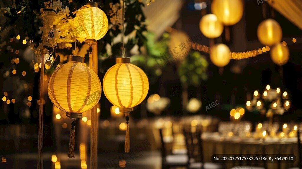 浪漫温馨的灯笼宴会场景