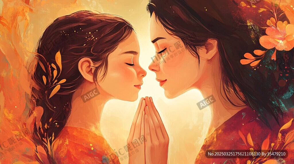 母女温馨一刻的美好画面
