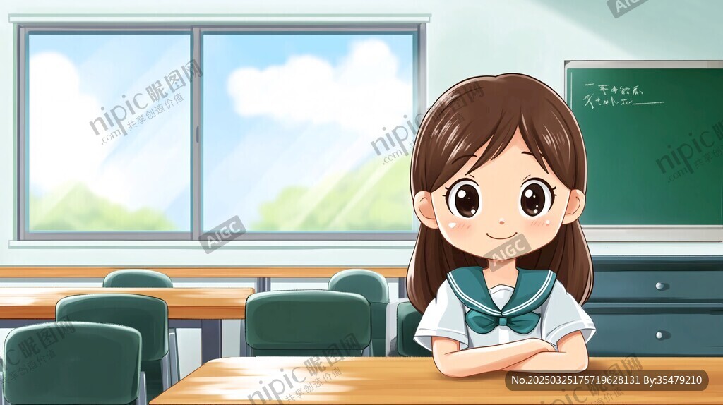 教室里的可爱女学生