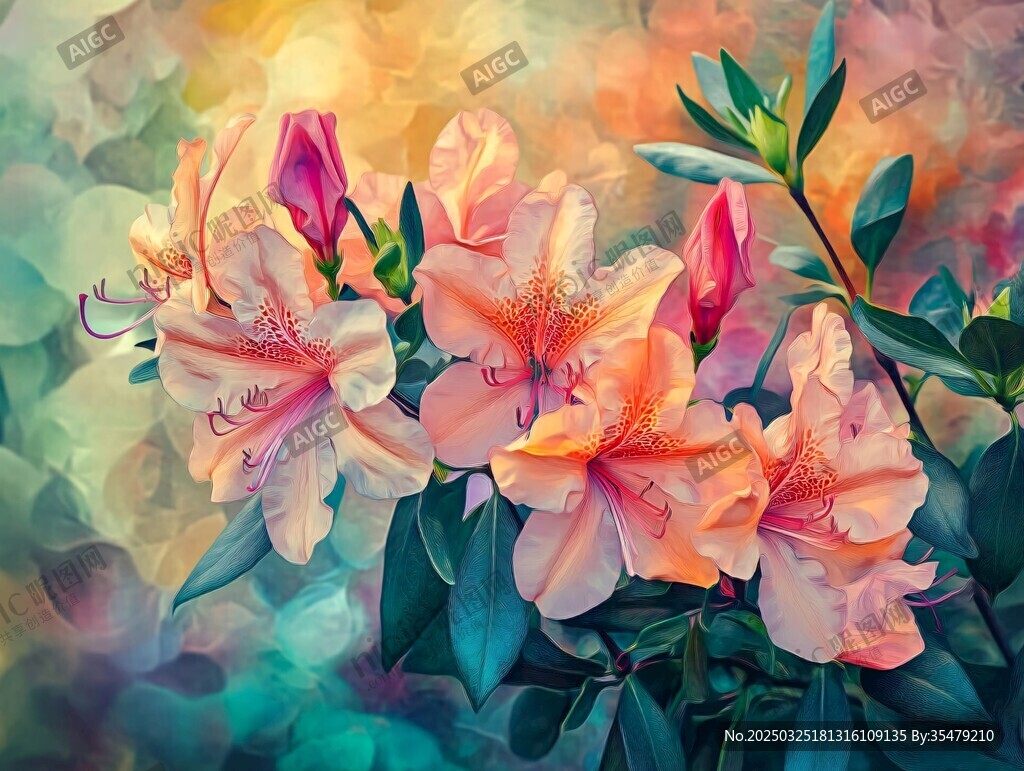 梦幻粉色杜鹃花绽放之美