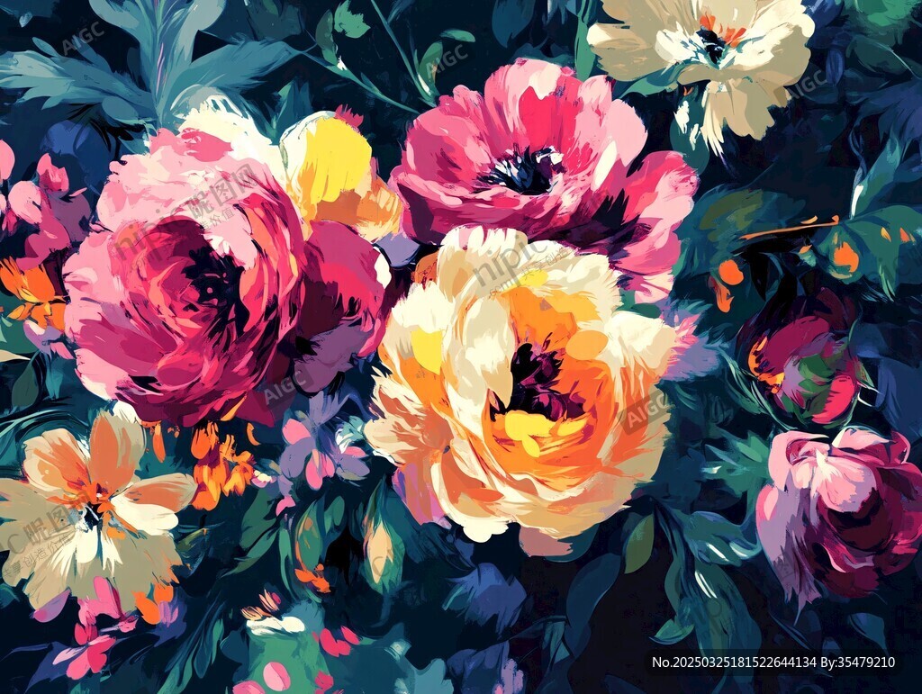 绚丽多彩花卉插画