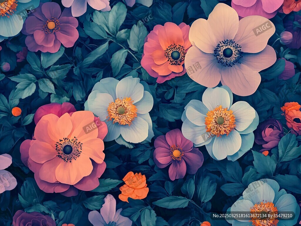 缤纷花卉图案 梦幻视觉盛宴