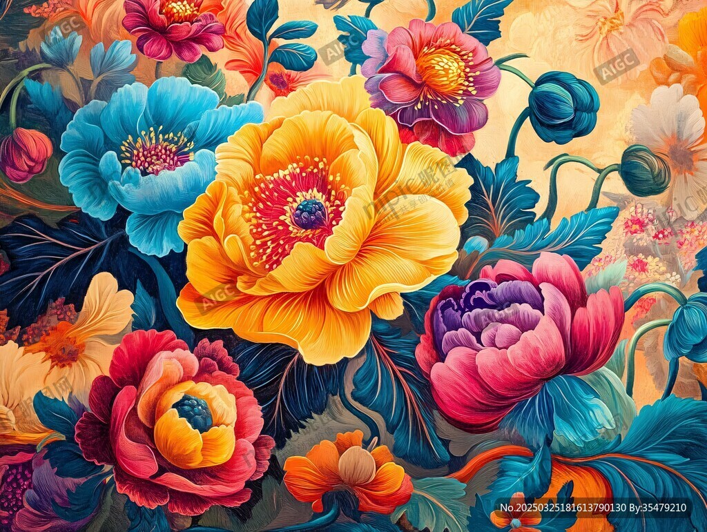 绚丽多彩花卉插画