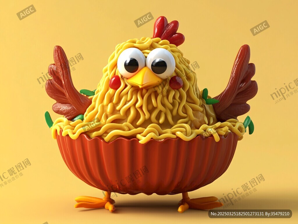 泡面小鸡创意3D形象