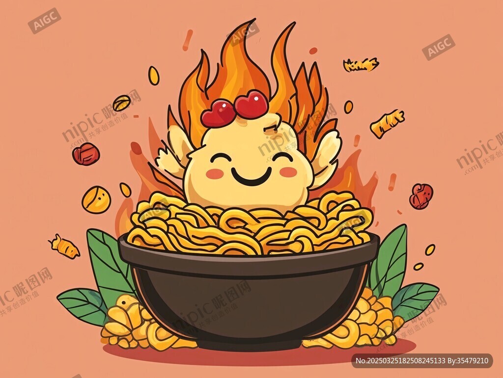 火焰萌物在热辣泡面中