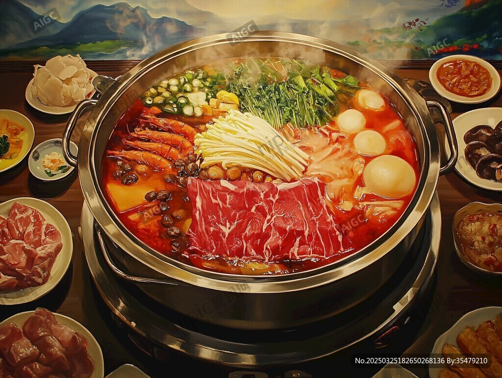 丰盛美味的火锅食材盛宴