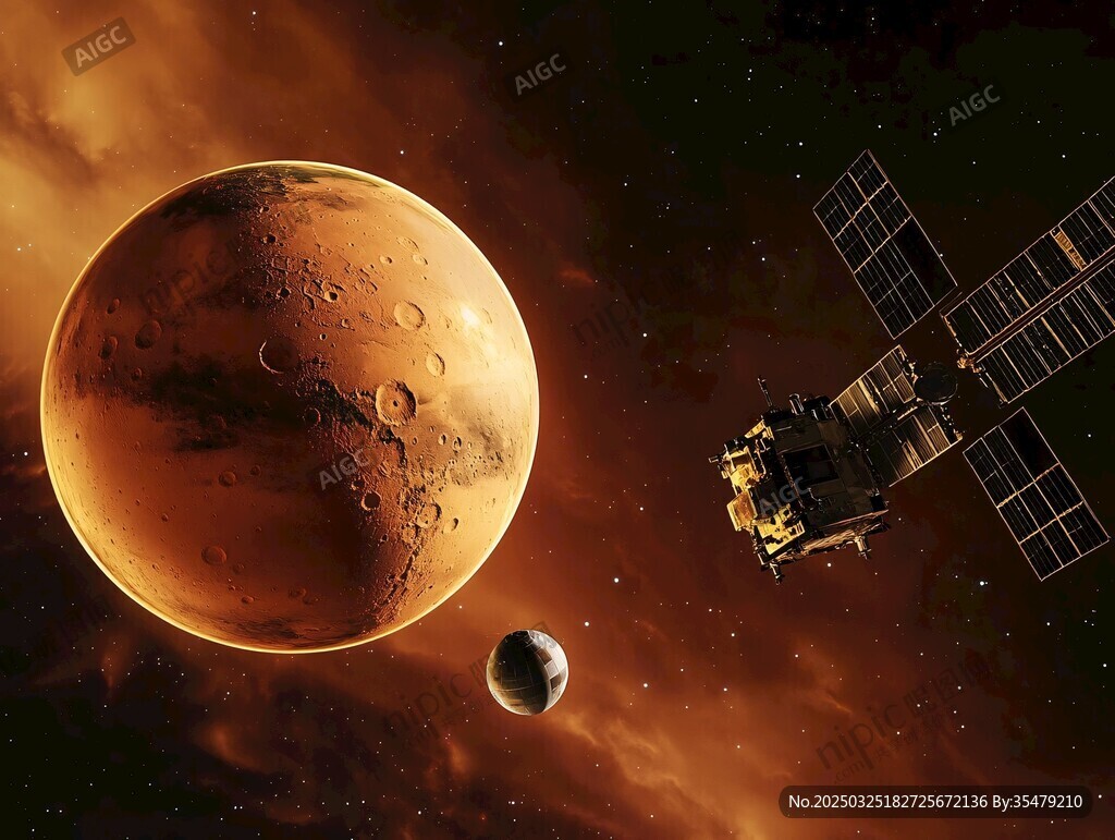 火星旁的卫星探索画面