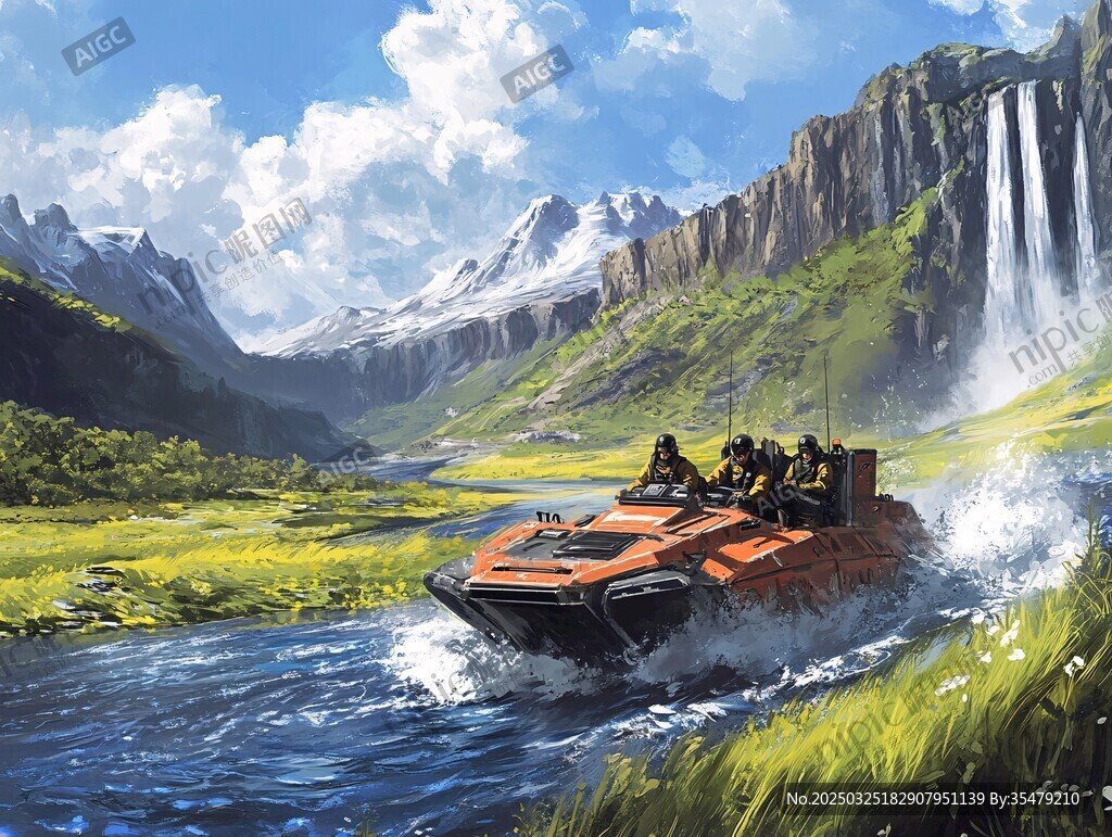 越野艇穿行于山水间