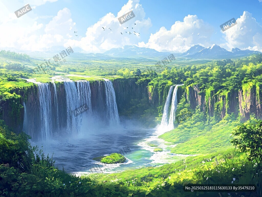 梦幻瀑布下的绿野仙踪