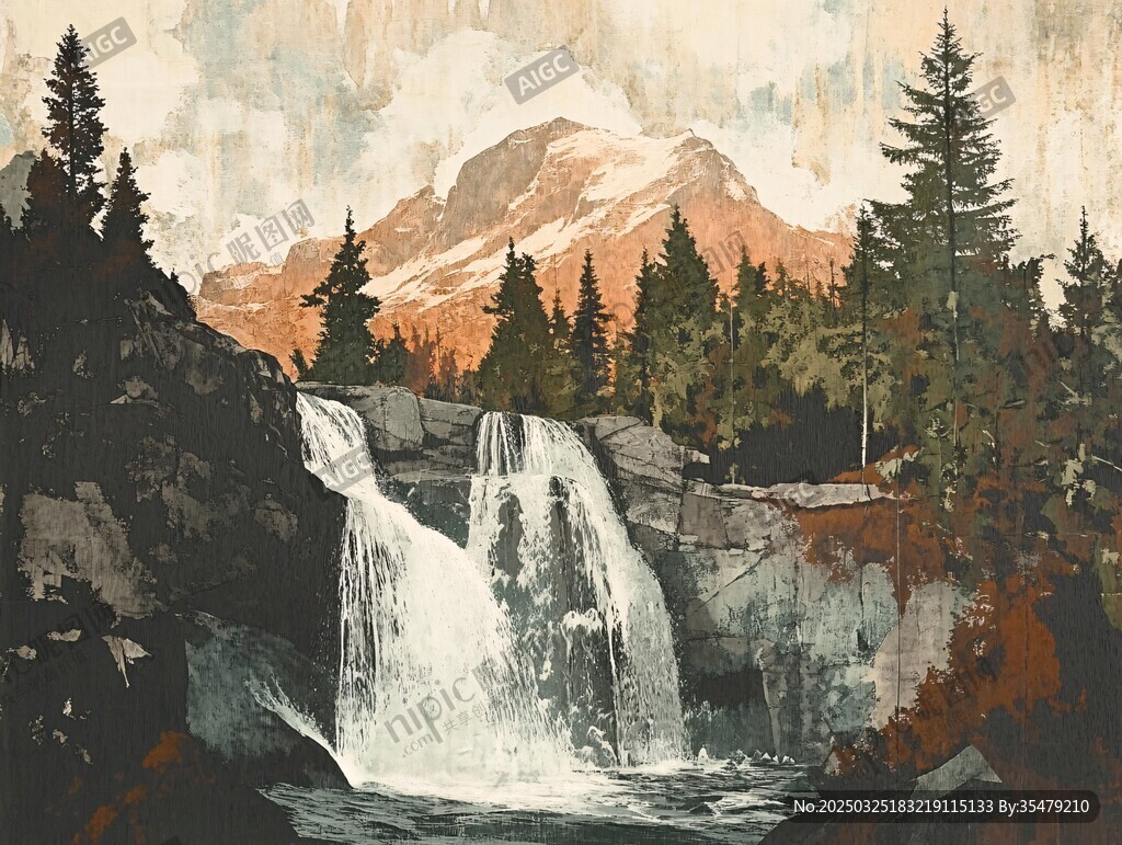 山林瀑布间的壮美自然景观
