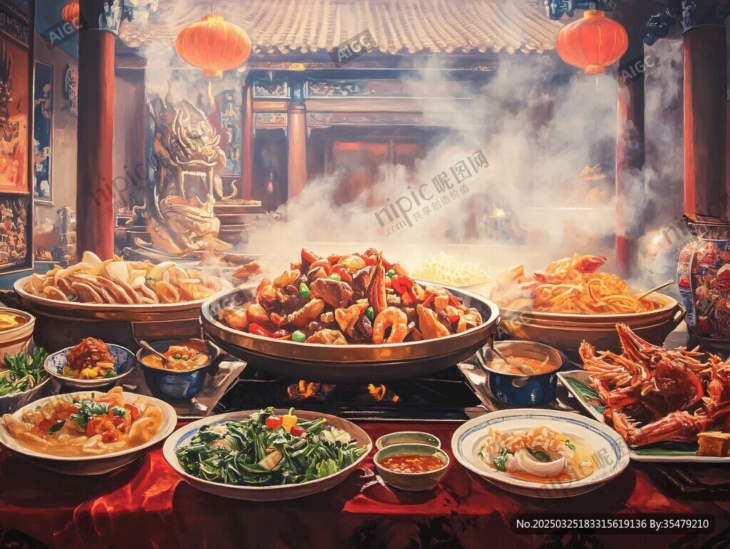 中式盛宴 满桌佳肴贺佳节