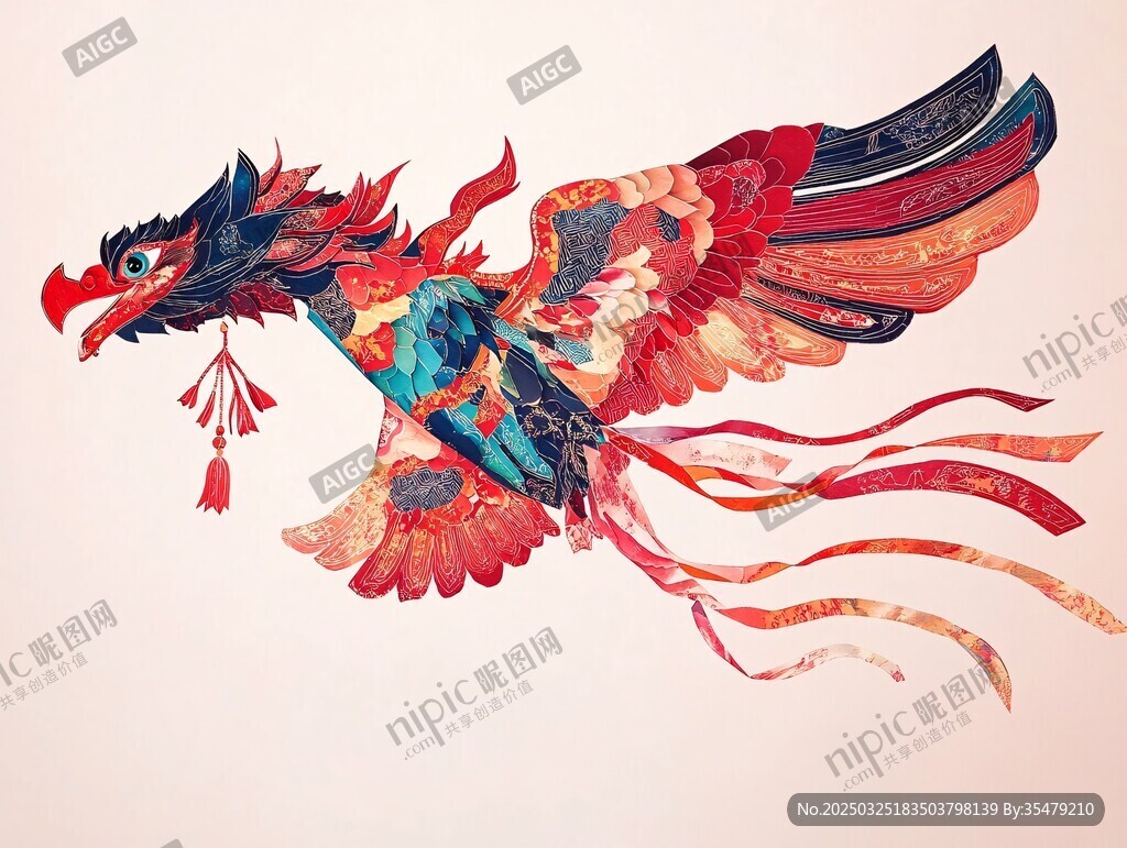 梦幻飞天龙风筝艺术插画