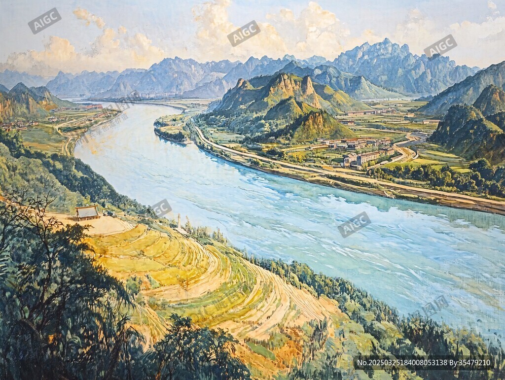 壮美山河间的蜿蜒河流