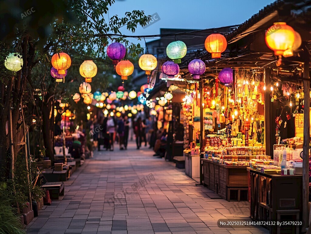古街夜市灯笼璀璨迎游人