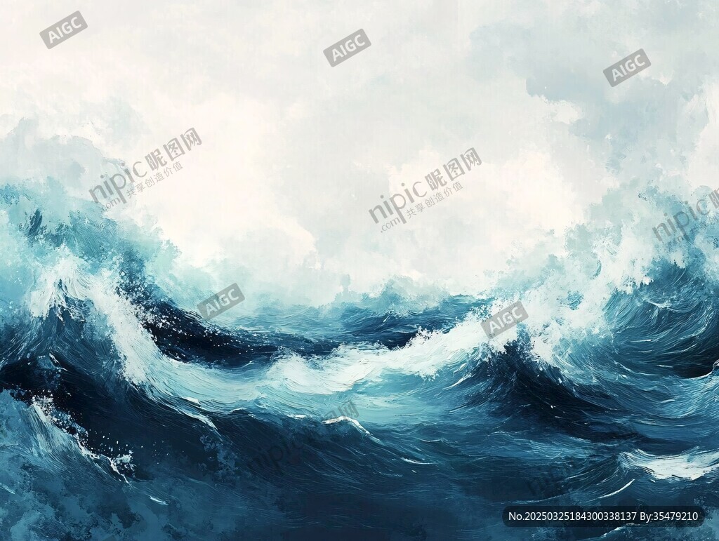 汹涌海浪的壮阔艺术图景