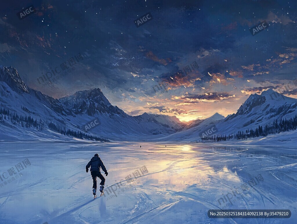 冰湖独滑者的梦幻星空时刻