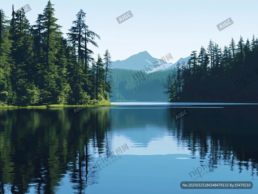 静谧山林中的清澈湖泊