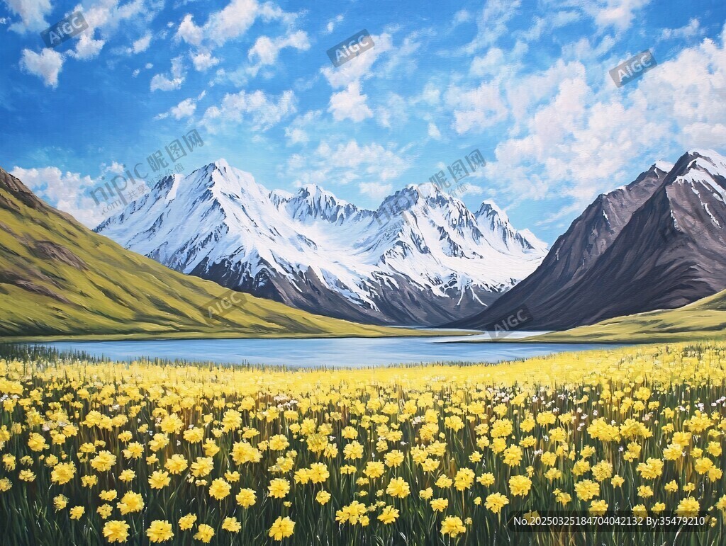 雪山下的烂漫花海