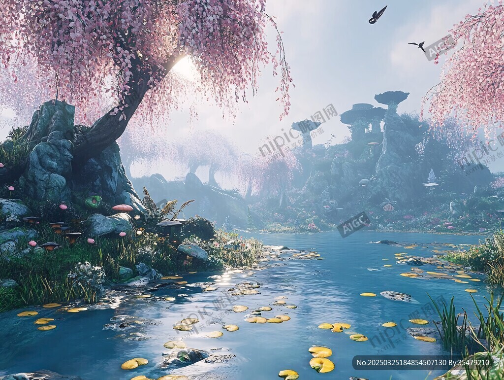 梦幻仙湖桃花盛景