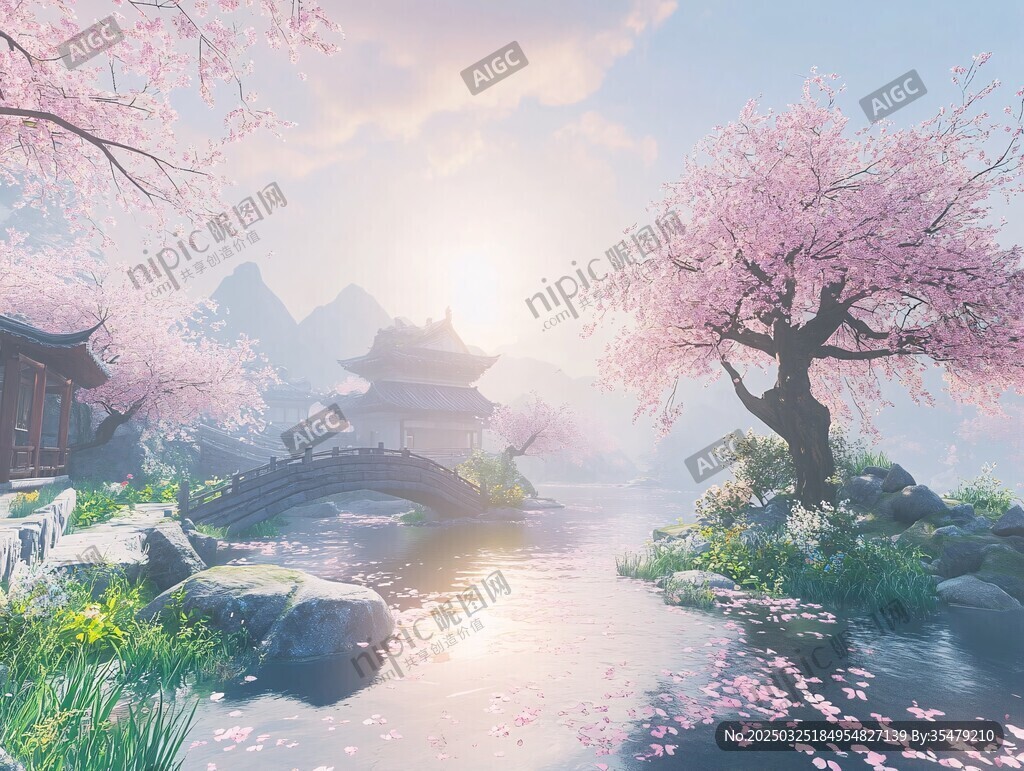 春日古风桃源美景