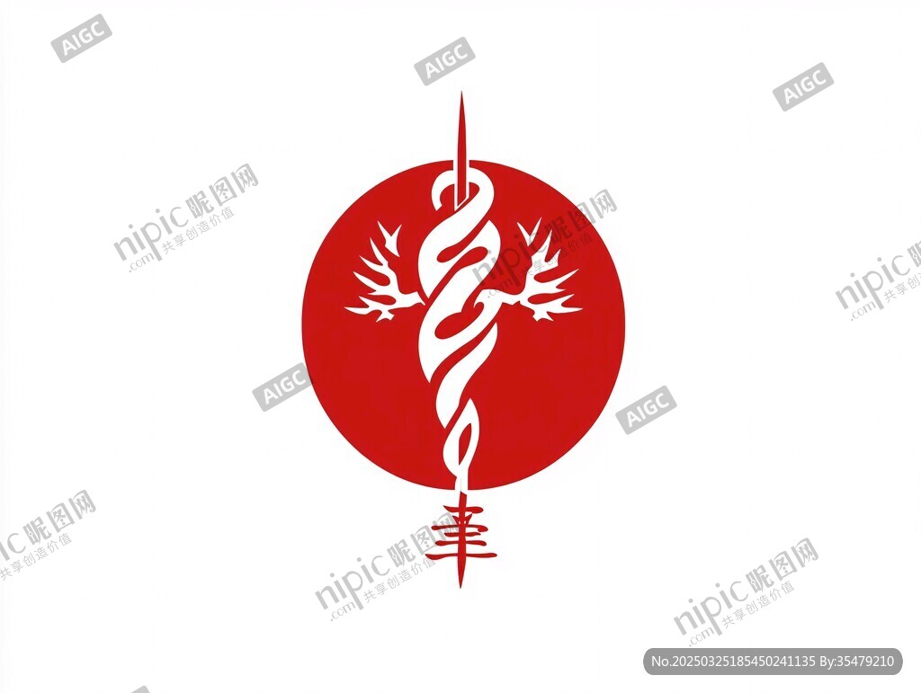 红色蛇形创意标志图案