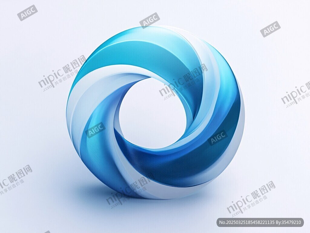 蓝色螺旋环形立体图形